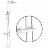 Thermostat-Duschsystem, 2 Funktionen, Regenduschkopf, Handbrause, Wandmontage, Chrom, Hermes
