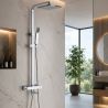 Thermostat-Duschsystem, 2 Funktionen, Regenduschkopf, Handbrause, Wandmontage, Chrom, Hermes