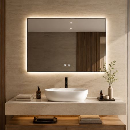 LED-Spiegel, schwarzer Rahmen, Anti-Beschlag, Touch-Taste, 3 Lichtfarben, Einstellbare Helligkeit, 60-70x80-150 cm, Feliz