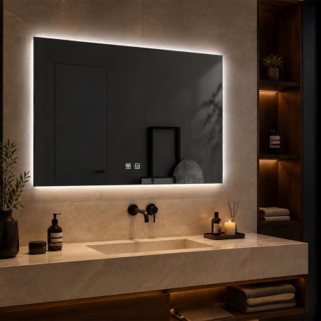 LED-Spiegel, schwarzer Rahmen, Anti-Beschlag, Touch-Taste, 3 Lichtfarben, Einstellbare Helligkeit, 60-70x80-150 cm, Feliz