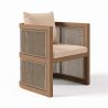 Möbelgarnitur, Tisch 150 cm + 6 Stühle, Teakholz, für Terrasse oder Garten, Seilgeflecht, Kissen inklusive, Gardenia