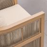 Möbelgarnitur, Tisch 150 cm + 6 Stühle, Teakholz, für Terrasse oder Garten, Seilgeflecht, Kissen inklusive, Gardenia
