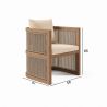 Möbelgarnitur, Tisch 150 cm + 6 Stühle, Teakholz, für Terrasse oder Garten, Seilgeflecht, Kissen inklusive, Gardenia