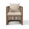 Möbelgarnitur, Tisch 150 cm + 6 Stühle, Teakholz, für Terrasse oder Garten, Seilgeflecht, Kissen inklusive, Gardenia