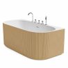 Freistehende Badewanne, 170 x 80 cm, inklusive Armatur und Ventil, außen Beige Matt und innen Weiß glänzend, Acryl, Eden