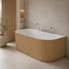 Freistehende Badewanne, 170 x 80 cm, inklusive Armatur und Ventil, außen Beige Matt und innen Weiß glänzend, Acryl, Eden