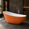 Freistehende Badewanne Acryl, inklusive verchromtem Überlaufventil, außen Orange Matt, innen Weiß Hochglanz, 160 x 80 cm, Cairo