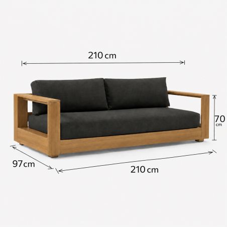 Gartenmöbel-Set für die Terrasse, 2-Sitzer-Sofa, 2 Sessel, Couchtisch, Aluminium, Edenia