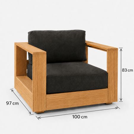 Gartenmöbel-Set für die Terrasse, 2-Sitzer-Sofa, 2 Sessel, Couchtisch, Aluminium, Edenia