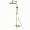 Duschsystem, Mattgold, Wandmontage, 2 Funktionen, Regendusche, Handbrause, Edelstahl, Fino
