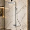 Duschsystem, Chrom, 2 Funktionen, Edelstahl, Regenduschkopf, Handbrause, Wandmontage, Fino