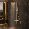 Duschsystem, Mattgold, Wandmontage, 2 Funktionen, Regendusche, Handbrause, Edelstahl, Fino
