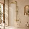 Duschsystem, Mattgold, Wandmontage, 2 Funktionen, Regendusche, Handbrause, Edelstahl, Fino