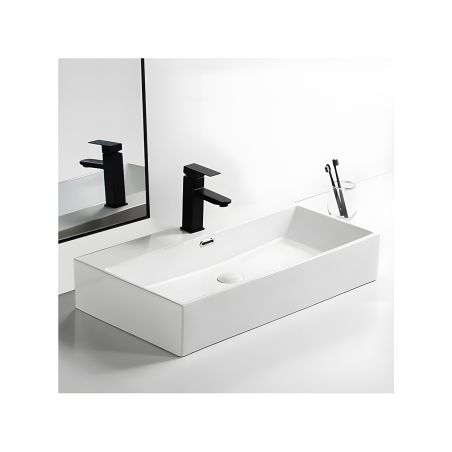 Waschbecken, Weiß glänzend, Sanitärkeramik, Armaturenloch, Aufsatzmontage 70 x 42 cm, Nivo