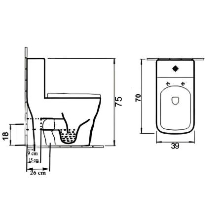 WC Lazio Weiß, Rimless, 70x39 cm, integrierter Spülkasten , Bodenmontage, inklusive Soft-Close Deckel, Royalty Line von Ego