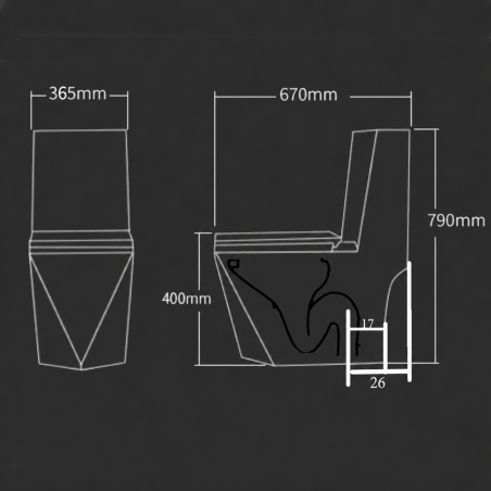 WC Enrico, SifonFlush, Weiß, 67x36 cm, Tank inklusive, Bodenmontage, Abdeckung mit Soft-Close inklusive