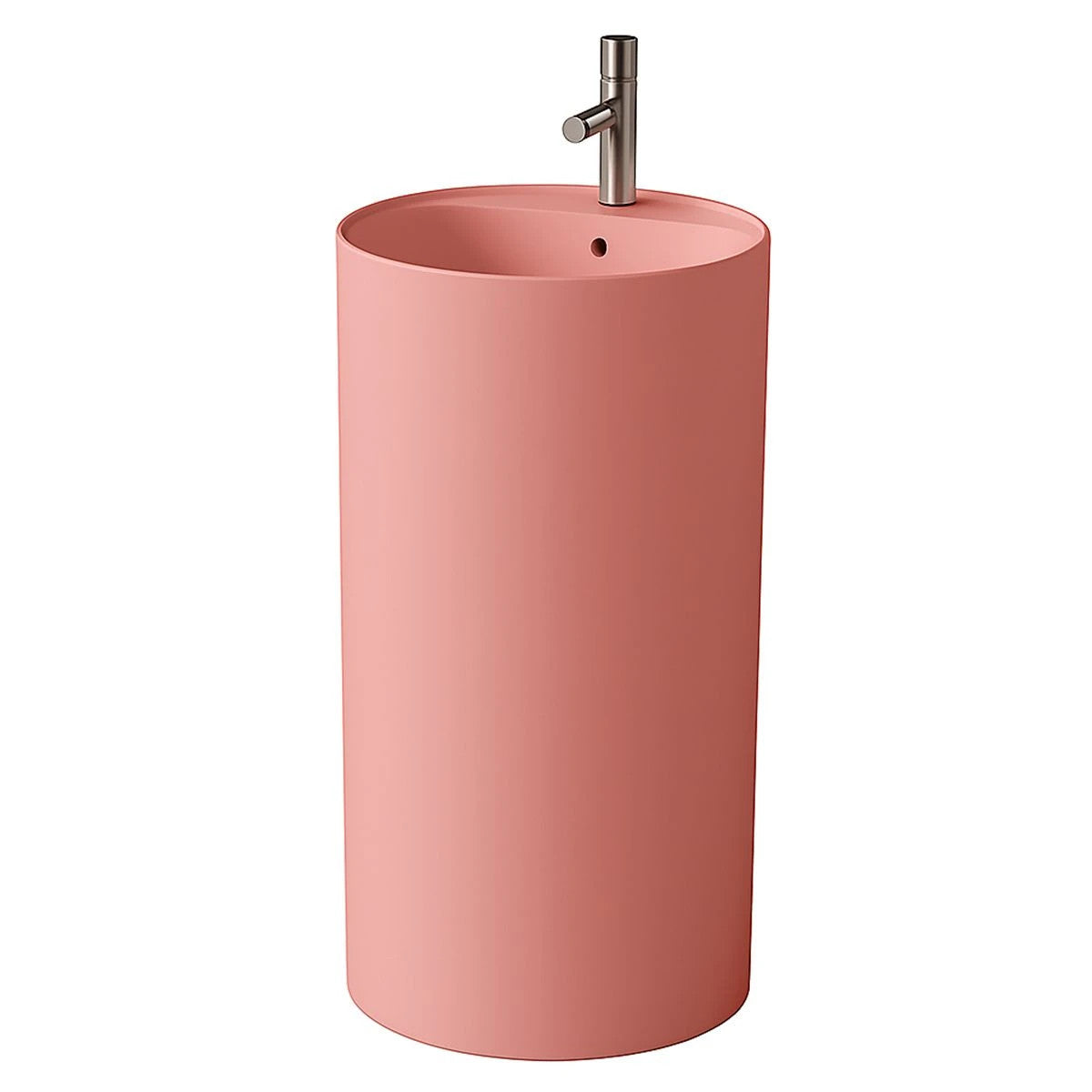 Standwaschbecken B-Ware, Lachsrosa Matt, Power Color, Sanitärkeramik, mit Hahnloch, Durchmesser 45 cm, Modena