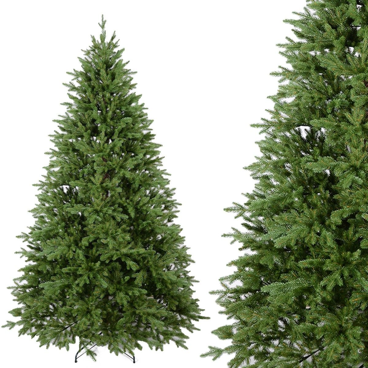 Künstlicher Premium-Weihnachtsbaum, Voll-PE 3D, 9100 Zweige, 158 cm Durchmesser, Metallständer, Elf, Höhe 250 cm