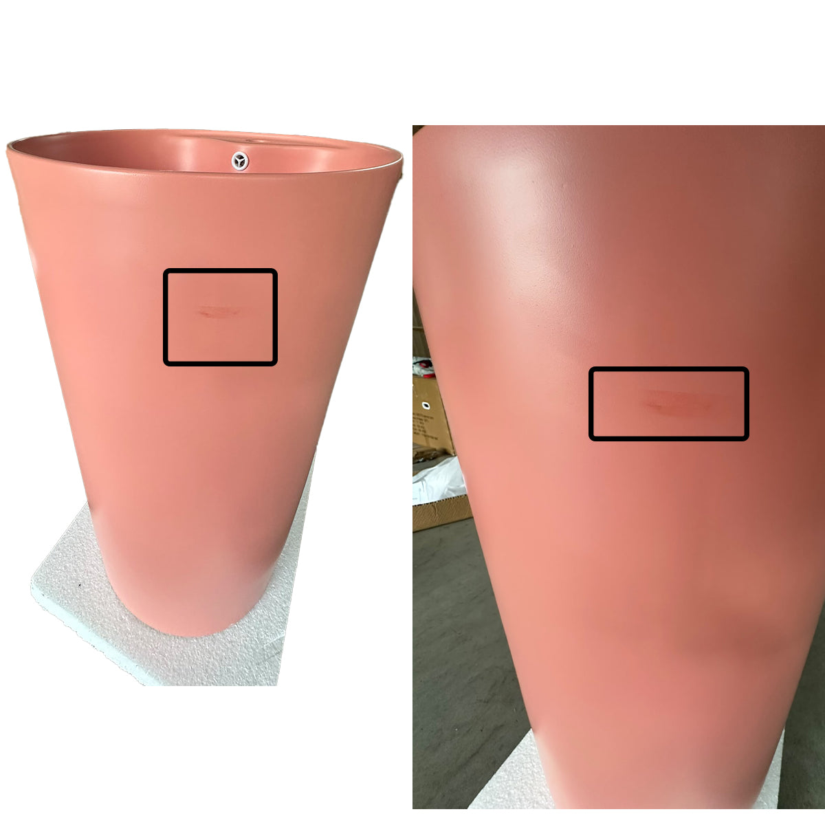 Standwaschbecken B-Ware, Lachsrosa Matt, Power Color, Sanitärkeramik, mit Hahnloch, Durchmesser 45 cm, Modena