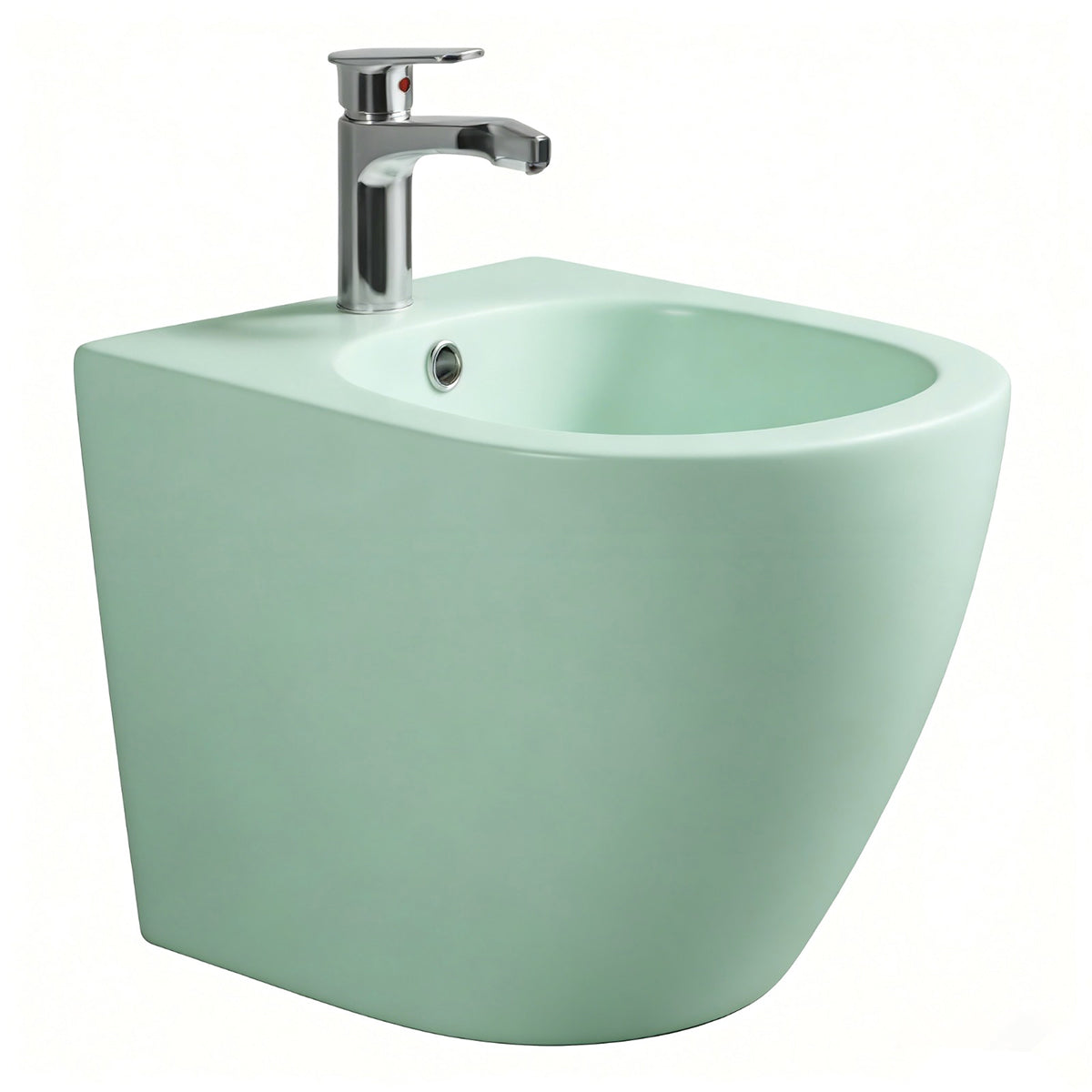 Bidet, Sanitärkeramik, Minzgrün Matt, Power Colour, 59x36 cm bodenstehend, mit Überlauf, Galo
