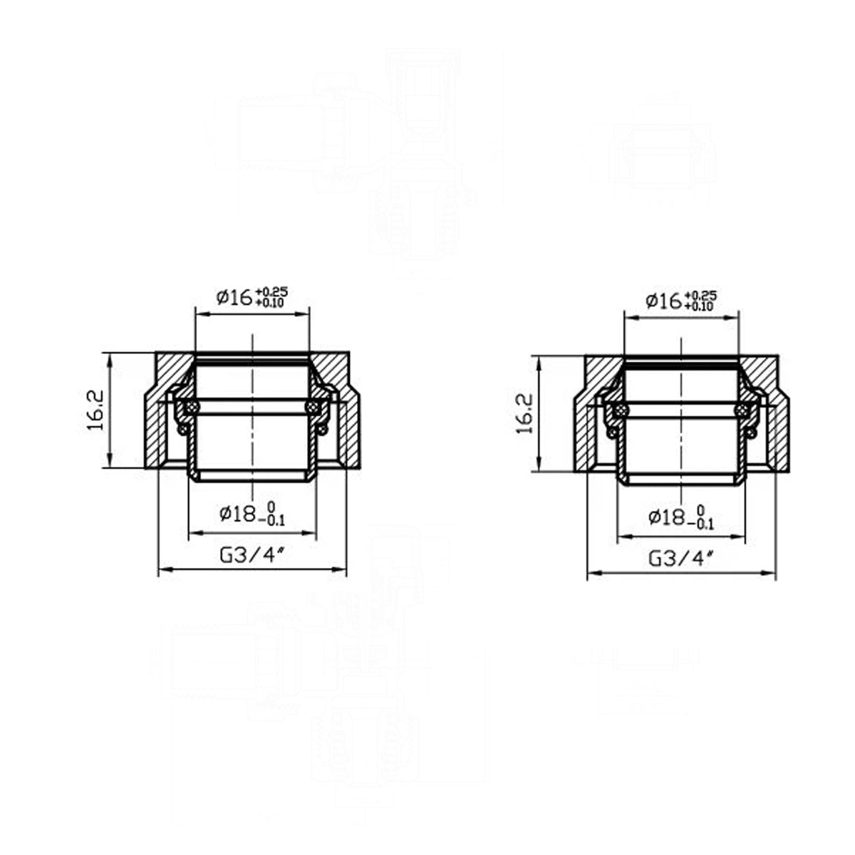 Adapter für Kupferrohre Ø 16 mm, Gewinde 3/4", Messing, Anthrazit