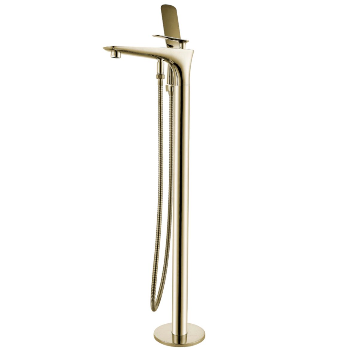 Badewannenarmatur Bride, Mattgold, Bodenmontage, runder Rahmen, 360-Grad drehbar