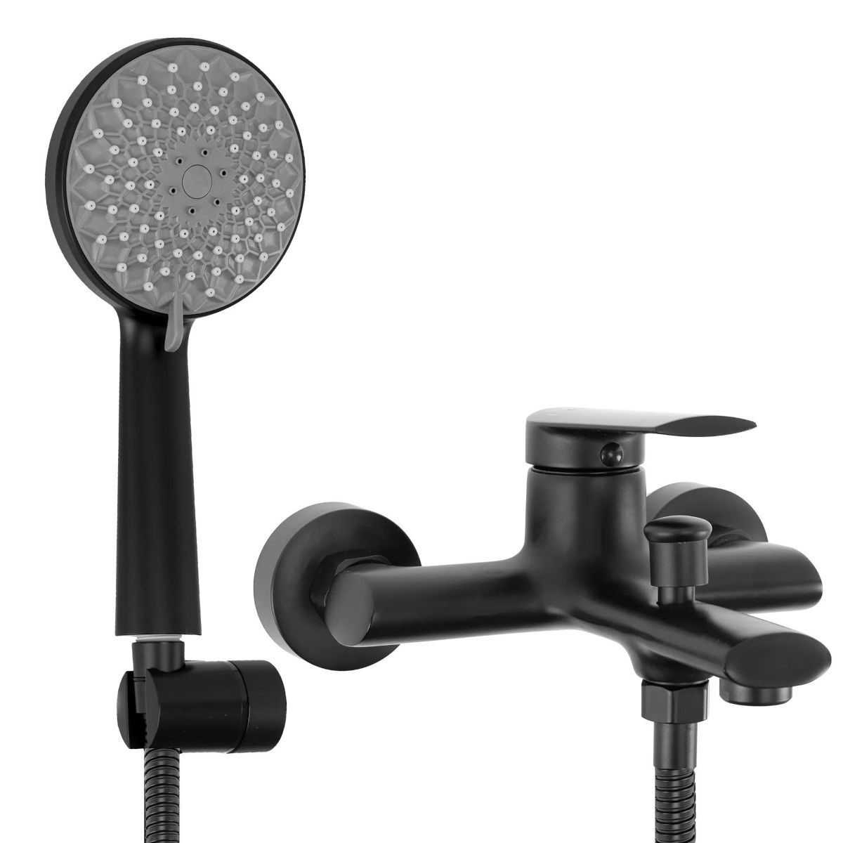 Wannenarmatur REA-Buzz Black, Wandmontage, schwarzes Finish, Handbrause inklusive