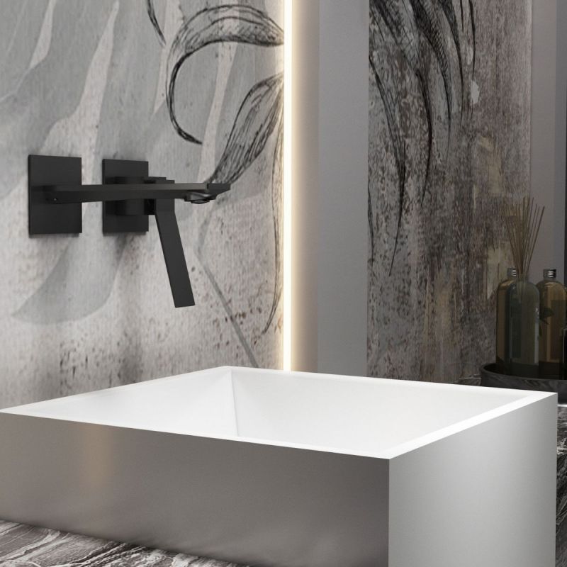 Waschbecken- und Badewannenarmatur, Mattschwarz, Wandmontage, Delos