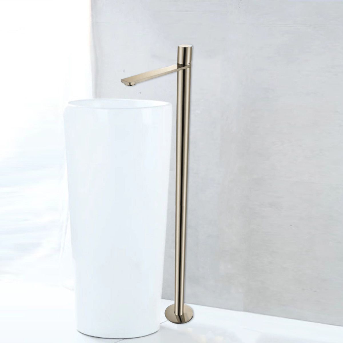 Waschbeckenarmatur Pilar, Gold, Bodenmontage, rundes Design