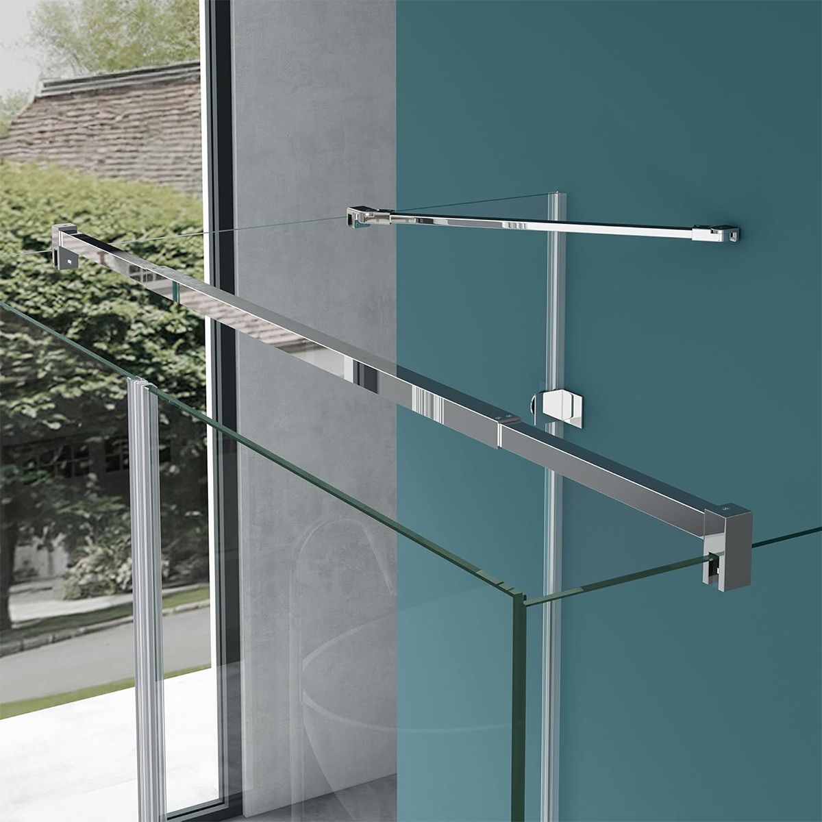 Duschkabine 40, 3 Seiten, Flügeltüren mit 180-Grad-Öffnung, 8 mm Glas, Maße 80-90 x 120 cm