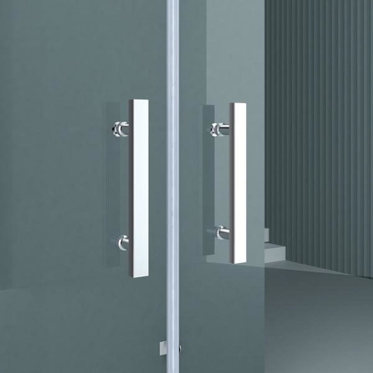 Duschkabine 40, 3 Seiten, Flügeltüren mit 180-Grad-Öffnung, 8 mm Glas, Maße 80-90 x 120 cm