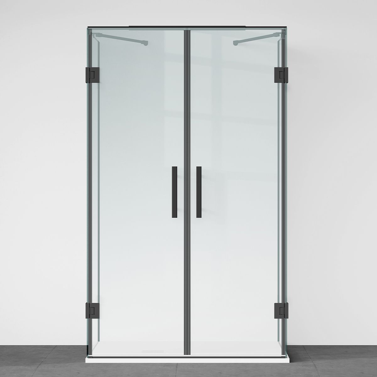 Duschkabine, 3-seitig, Pendeltür, Mattschwarz, 8 mm Glas, Nano-Beschichtung, Größen 70-80-90x100-120 cm, Trinity