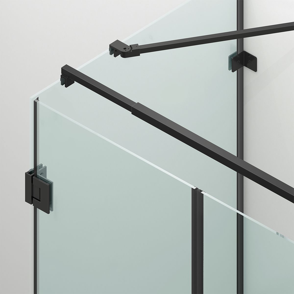 Duschkabine, 3-seitig, Pendeltür, Mattschwarz, 8 mm Glas, Nano-Beschichtung, Größen 70-80-90x100-120 cm, Trinity
