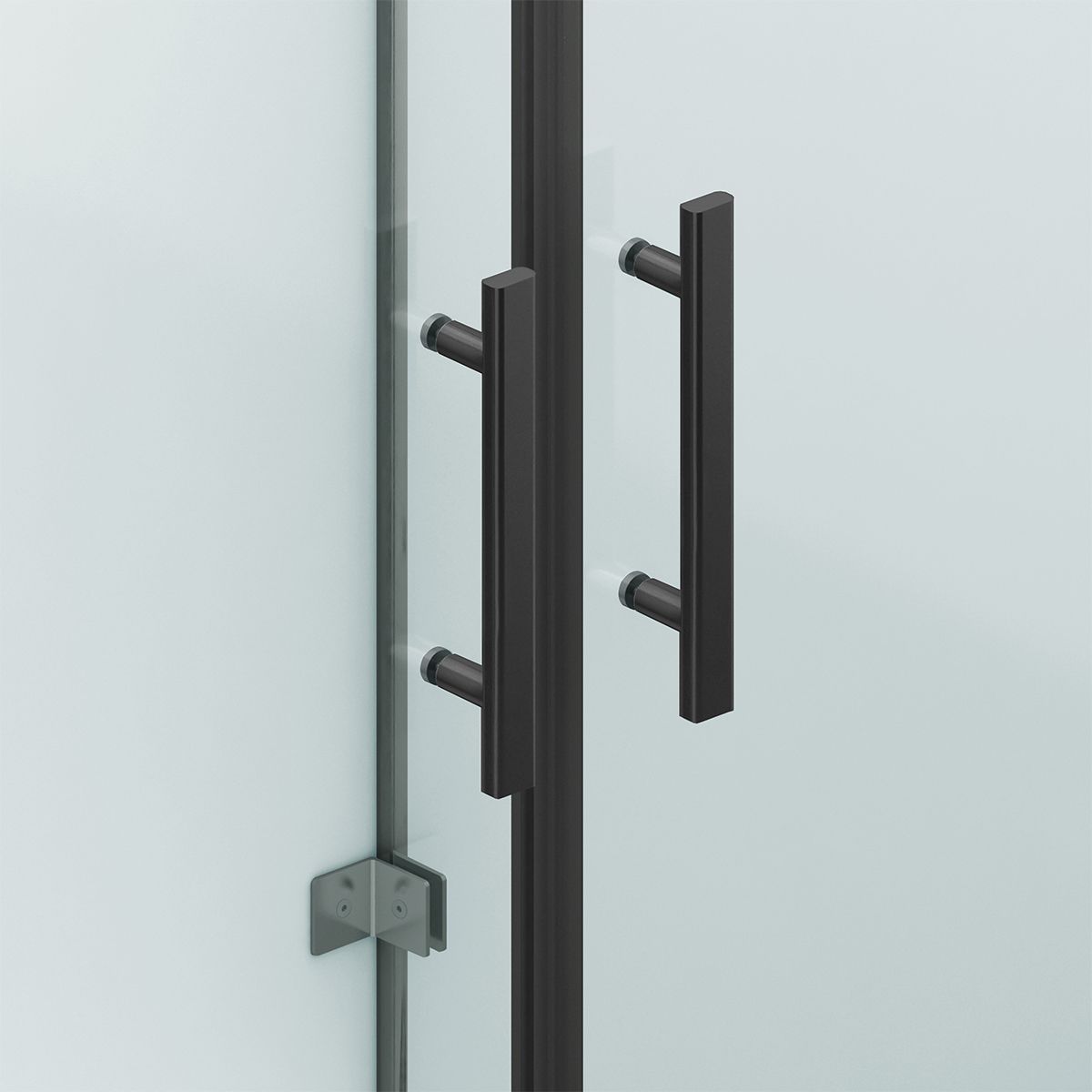 Duschkabine, 3-seitig, Pendeltür, Mattschwarz, 8 mm Glas, Nano-Beschichtung, Größen 70-80-90x100-120 cm, Trinity