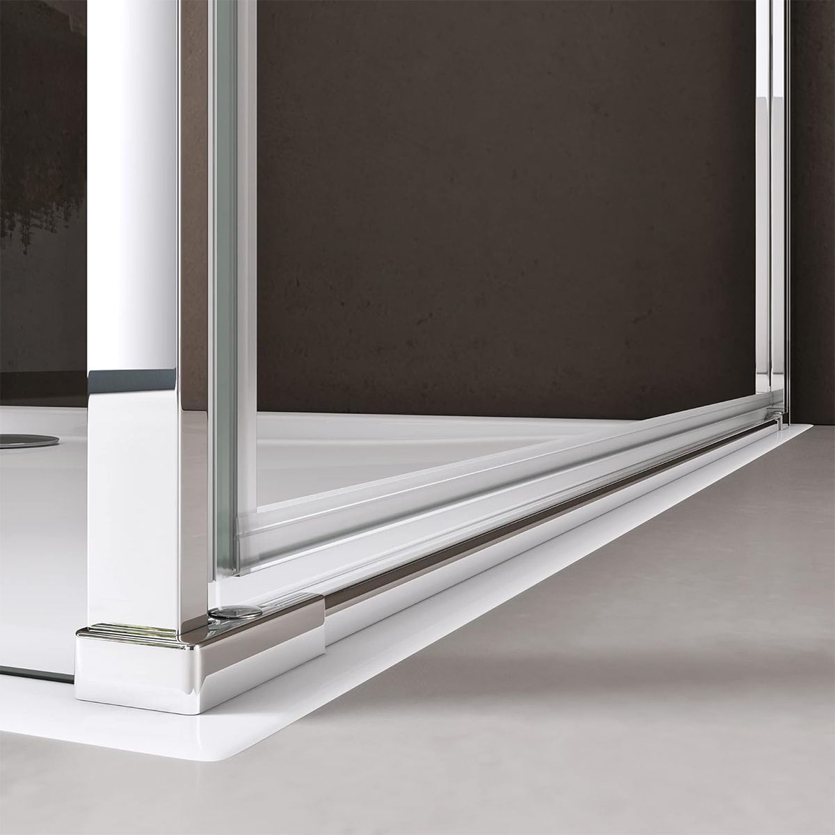 Duschkabine mit Festwand und Pendeltür, 8 mm Sicherheitsglas, Profil und Griff in Chrom, Maße: 90–100 x 90–100 cm, Ego-36