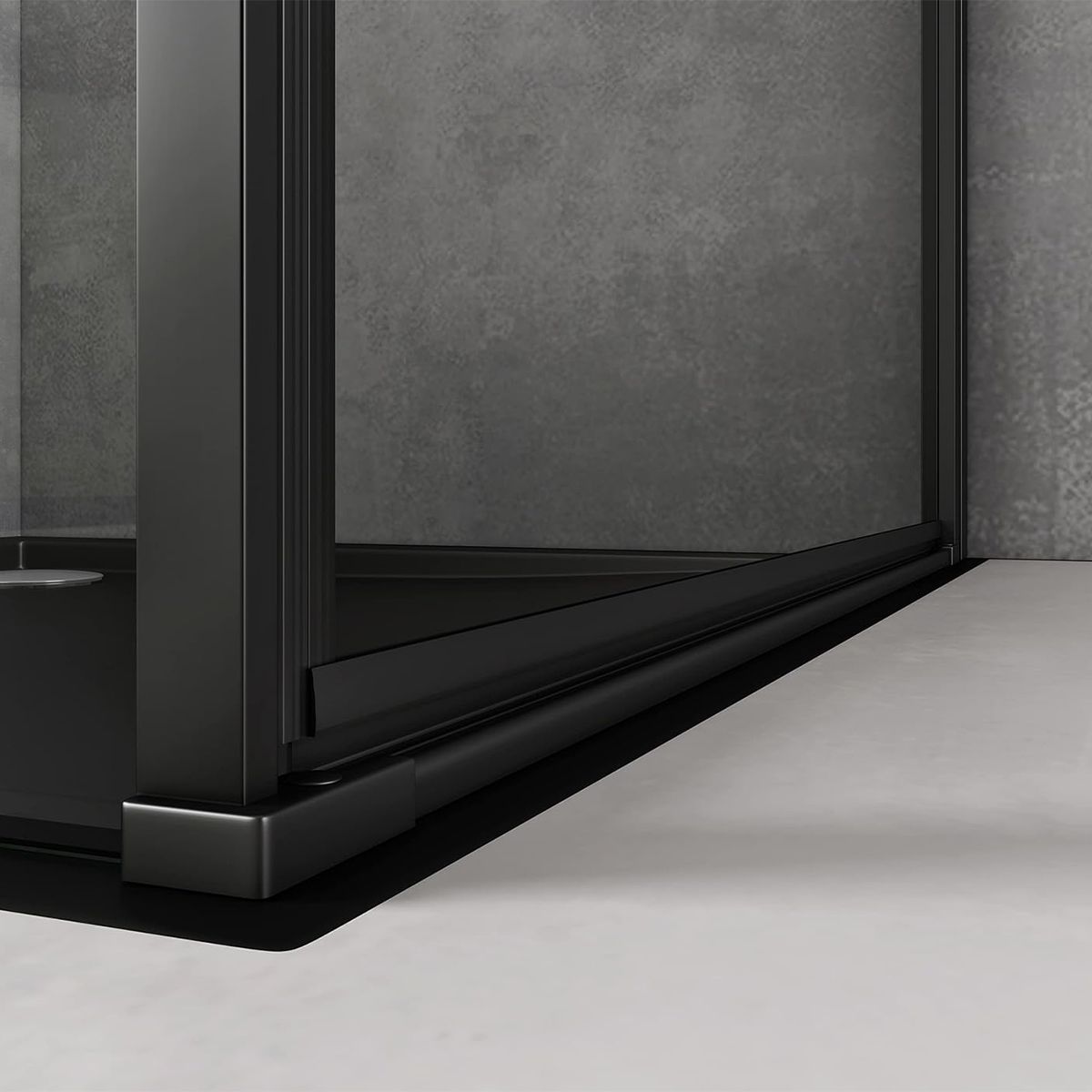 Duschkabine mit Festwand und Pendeltür, 8 mm Sicherheitsglas, Profil und Griff in Schwarz, Maße: 90–100 x 90–100 cm, Ego-36