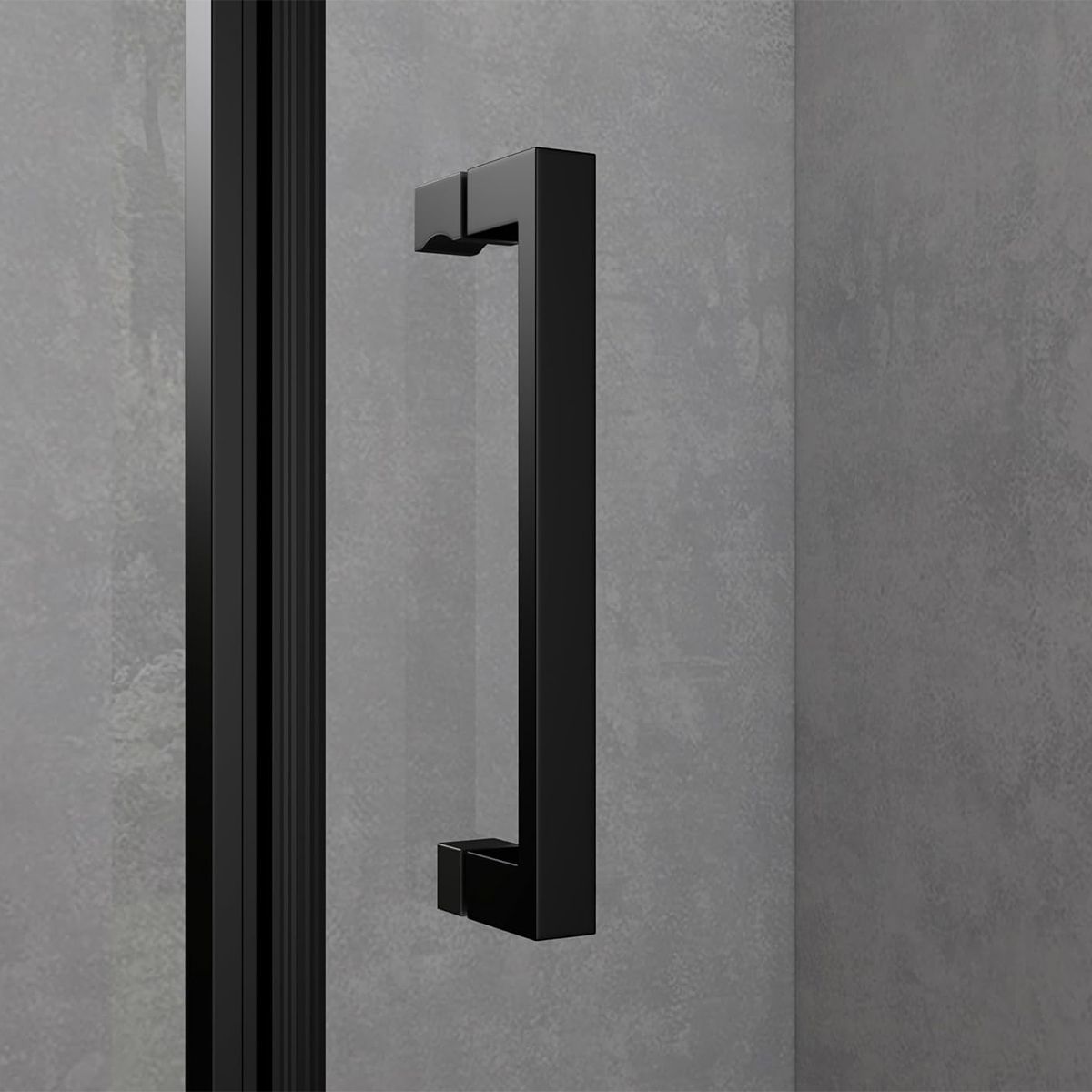 Duschkabine mit Festwand und Pendeltür, 8 mm Sicherheitsglas, Profil und Griff in Schwarz, Maße: 90–100 x 90–100 cm, Ego-36