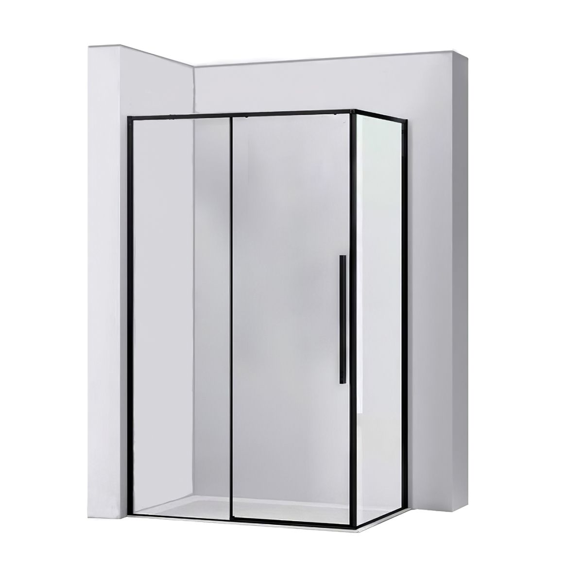 Duschkabine, REA-SOL Schwarz Matt, 90x90x195 cm, 6 mm gehärtetes Klarglas