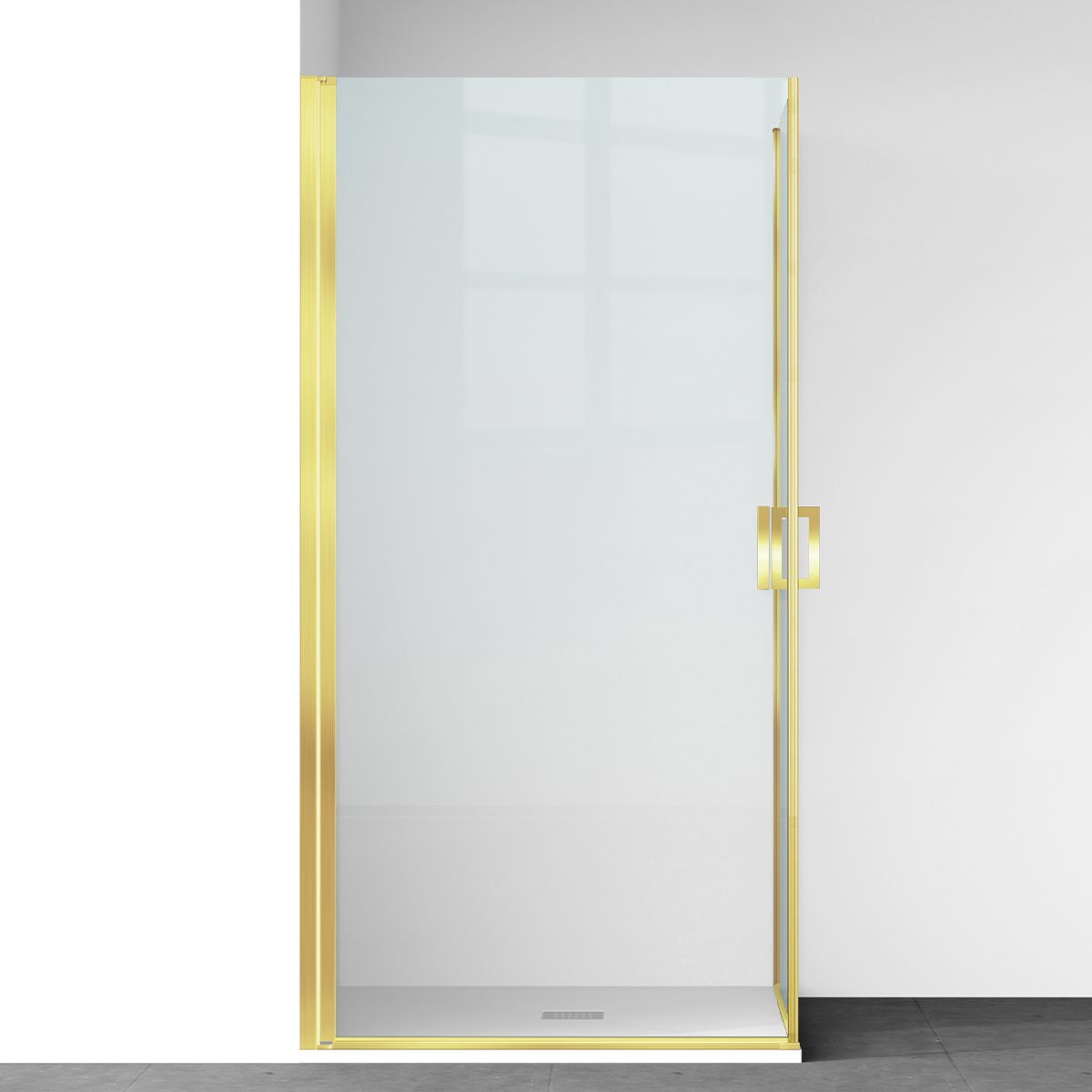 Duschkabine, 6 mm Sicherheitsglas, Transparent, Mattgold, 2 Drehtüren, Größen 70, 80, 90 x 195 cm, Hera