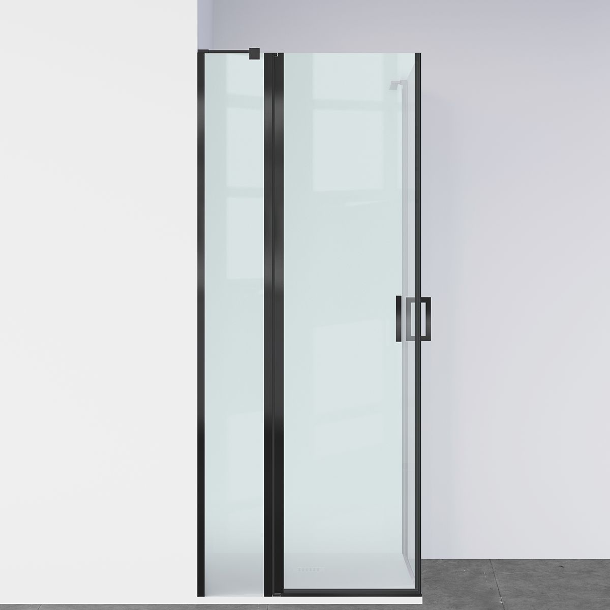 Duschkabine, Sicherheitsglas 6 mm, Transparent, Schwarz, 2 Pendeltüren, Maße: 80–90×120 cm, Axis