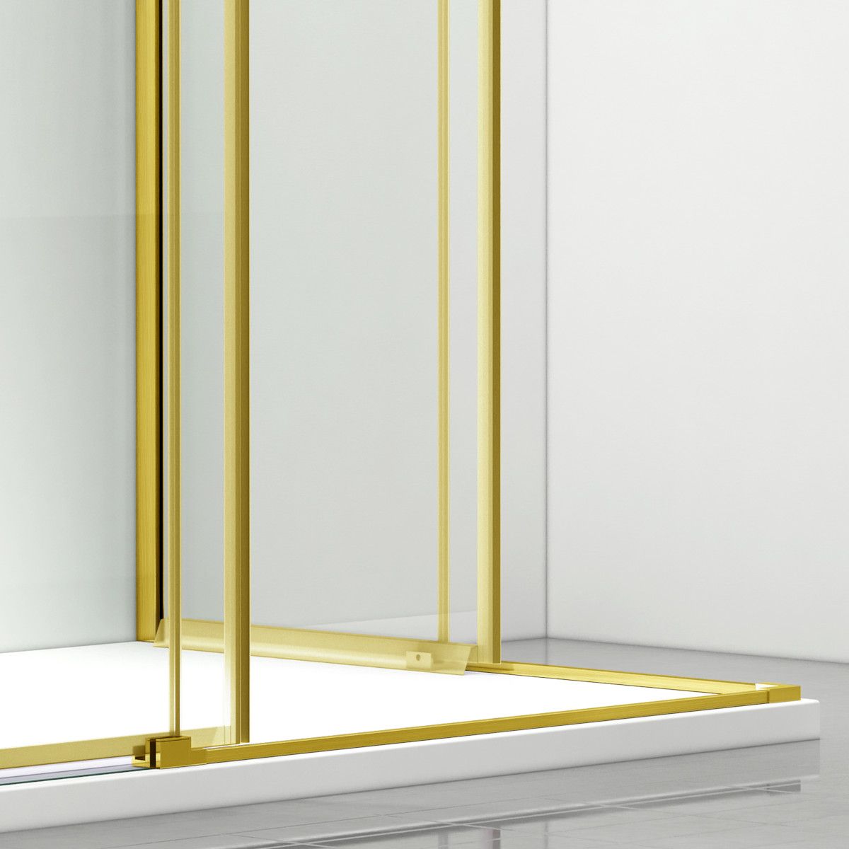 Duschkabine, 2 Schiebetüren, 6 mm Sicherheitsglas, 80-100 x 80-100 cm, mattgoldenes Profil, Medea