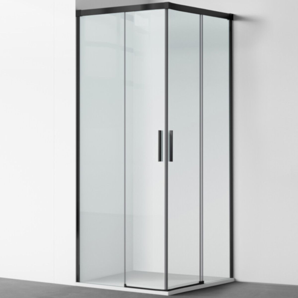Duschkabine, 2 Schiebetüren, 6 mm Sicherheitsglas, 70–100 x 70–100 cm, mattschwarzes Profil, Medea