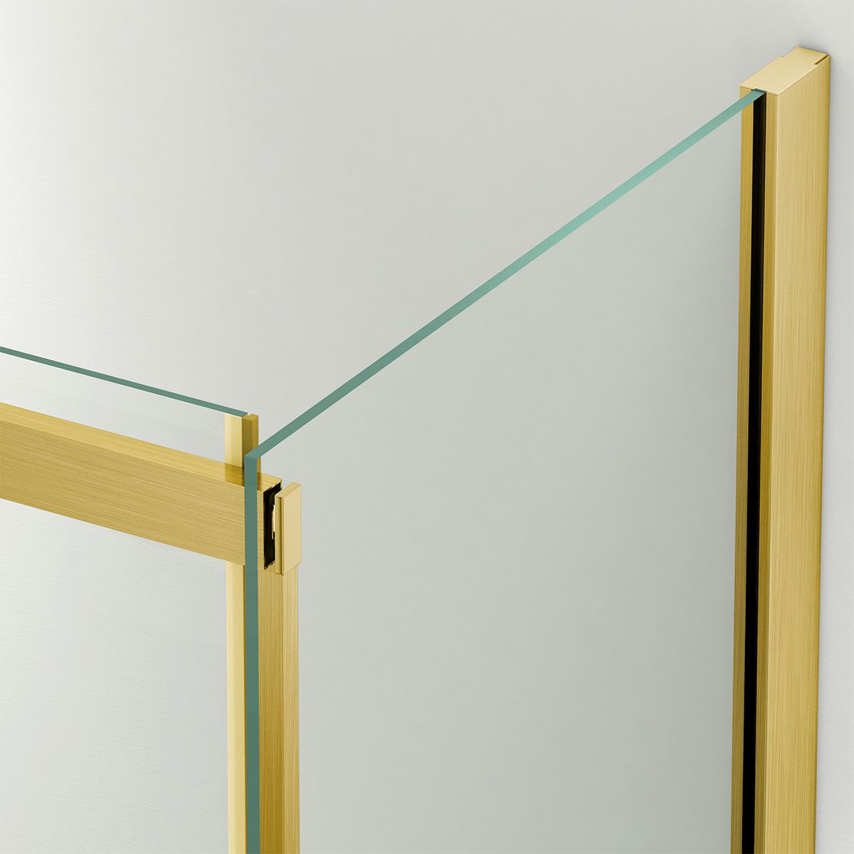 Duschkabine, fester Wand und Schiebetür, 8 mm Sicherheitsglas, Maße 80-90 x 120-140 cm, Mattgoldenes Profil, Giorgio