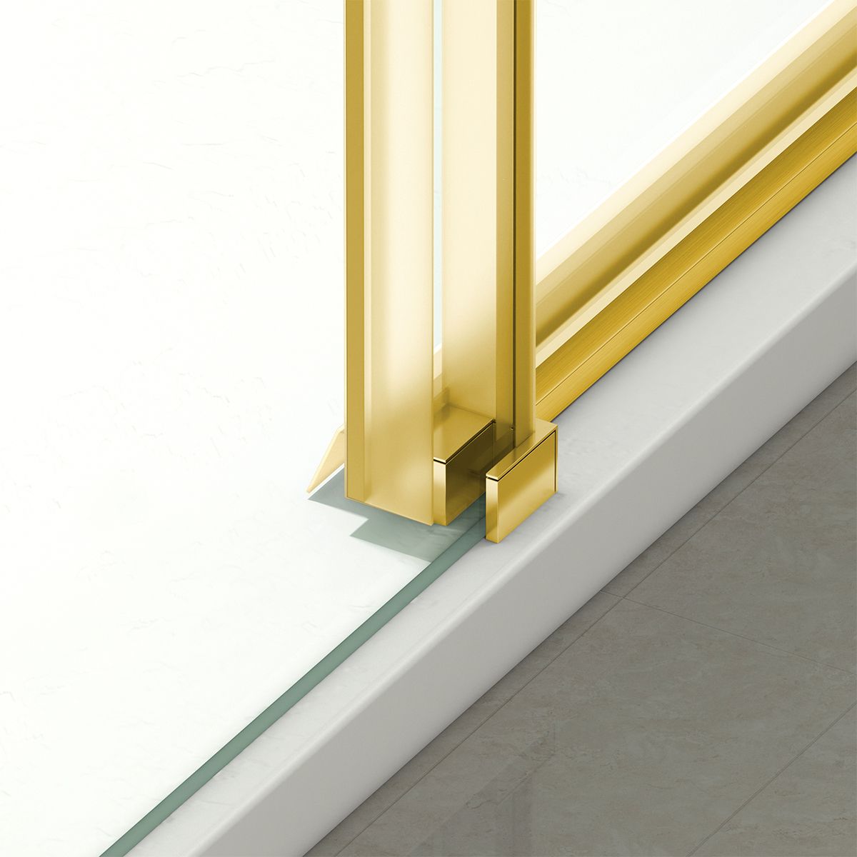 Duschkabine, fester Wand und Schiebetür, 8 mm Sicherheitsglas, Maße 80-90 x 120-140 cm, Mattgoldenes Profil, Giorgio