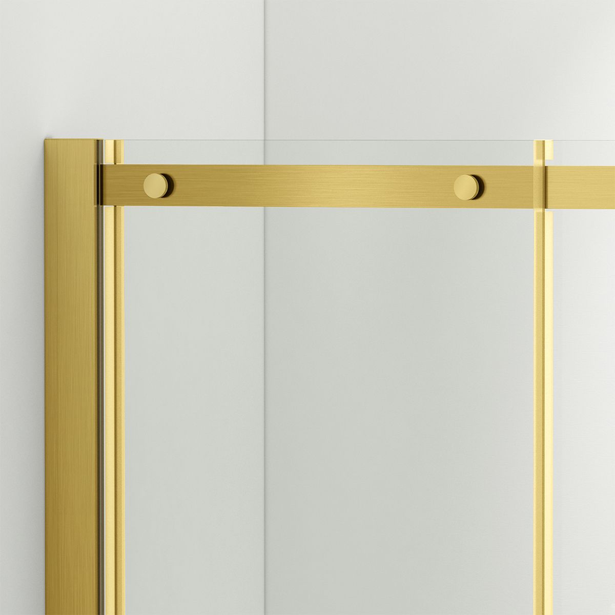 Duschkabine, fester Wand und Schiebetür, 8 mm Sicherheitsglas, Maße 80-90 x 120-140 cm, Mattgoldenes Profil, Giorgio