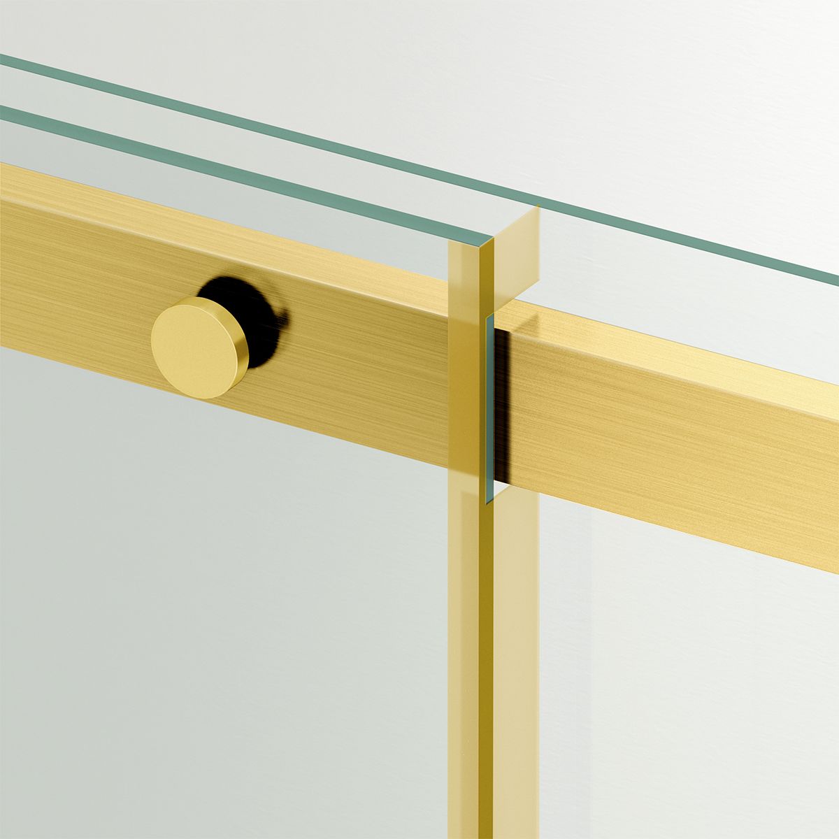 Duschkabine, fester Wand und Schiebetür, 8 mm Sicherheitsglas, Maße 80-90 x 120-140 cm, Mattgoldenes Profil, Giorgio