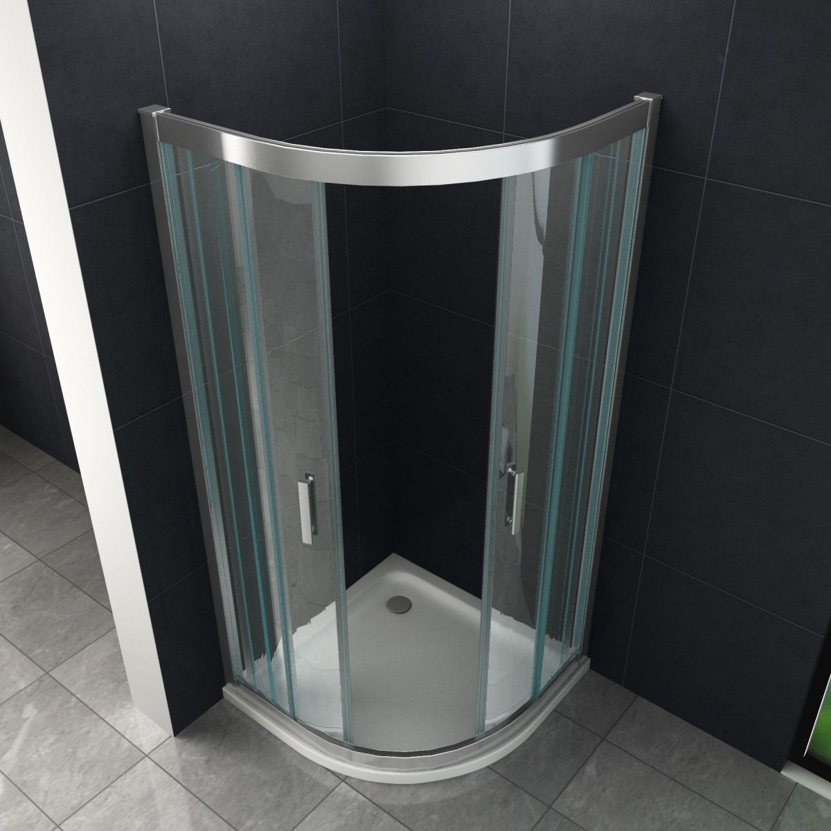 Duschkabine Ego-Mathis, Schiebetüren, Chrom, 6 mm Glas, 90-90 x 195 cm, mit oder ohne Duschwanne, Nano Easy Clean