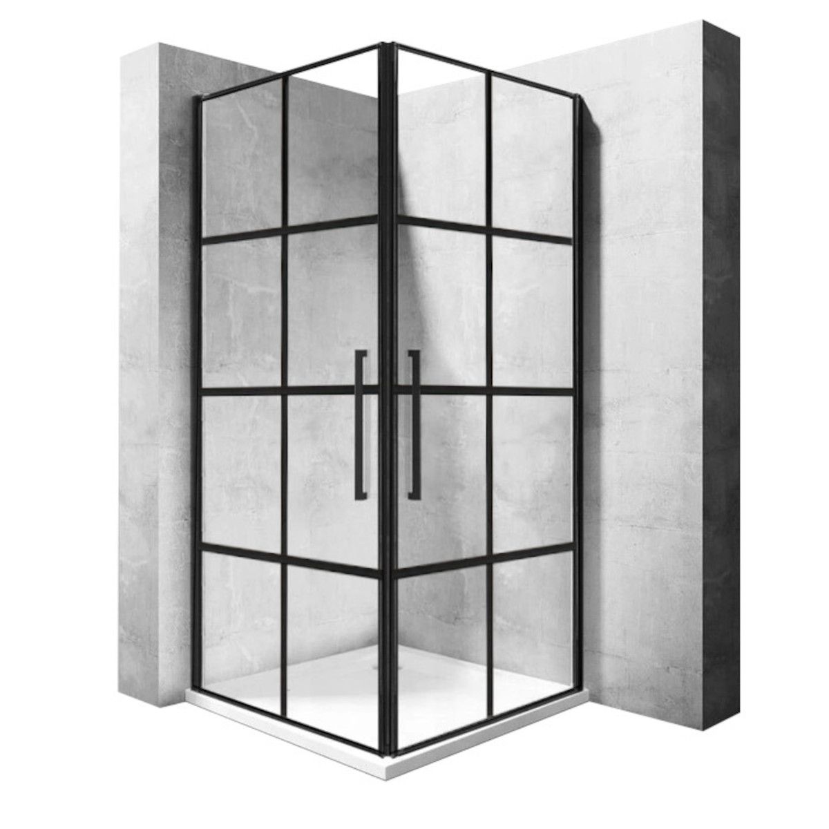Duschkabine REA-Rubik Black Mat, 80x80x195 cm, 6mm Sicherheitsglas, 2 Flügeltüren