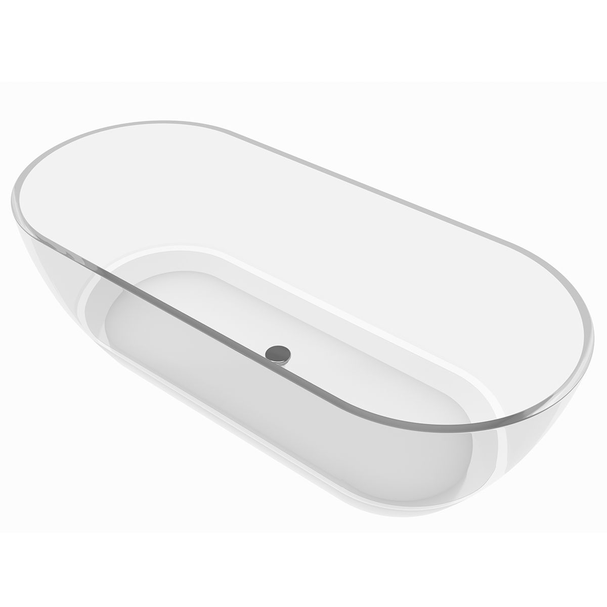 Freistehende Badewanne, CristalMood, Transparent, 170x80 cm, mit Ablaufventil, Sole