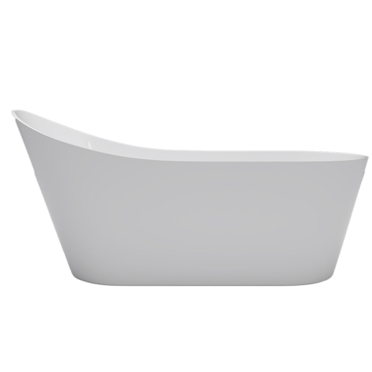 Freistehende Badewanne, Sanitäracryl, glänzend Weiß, 170x75 cm, Wärmedämmung, Agota